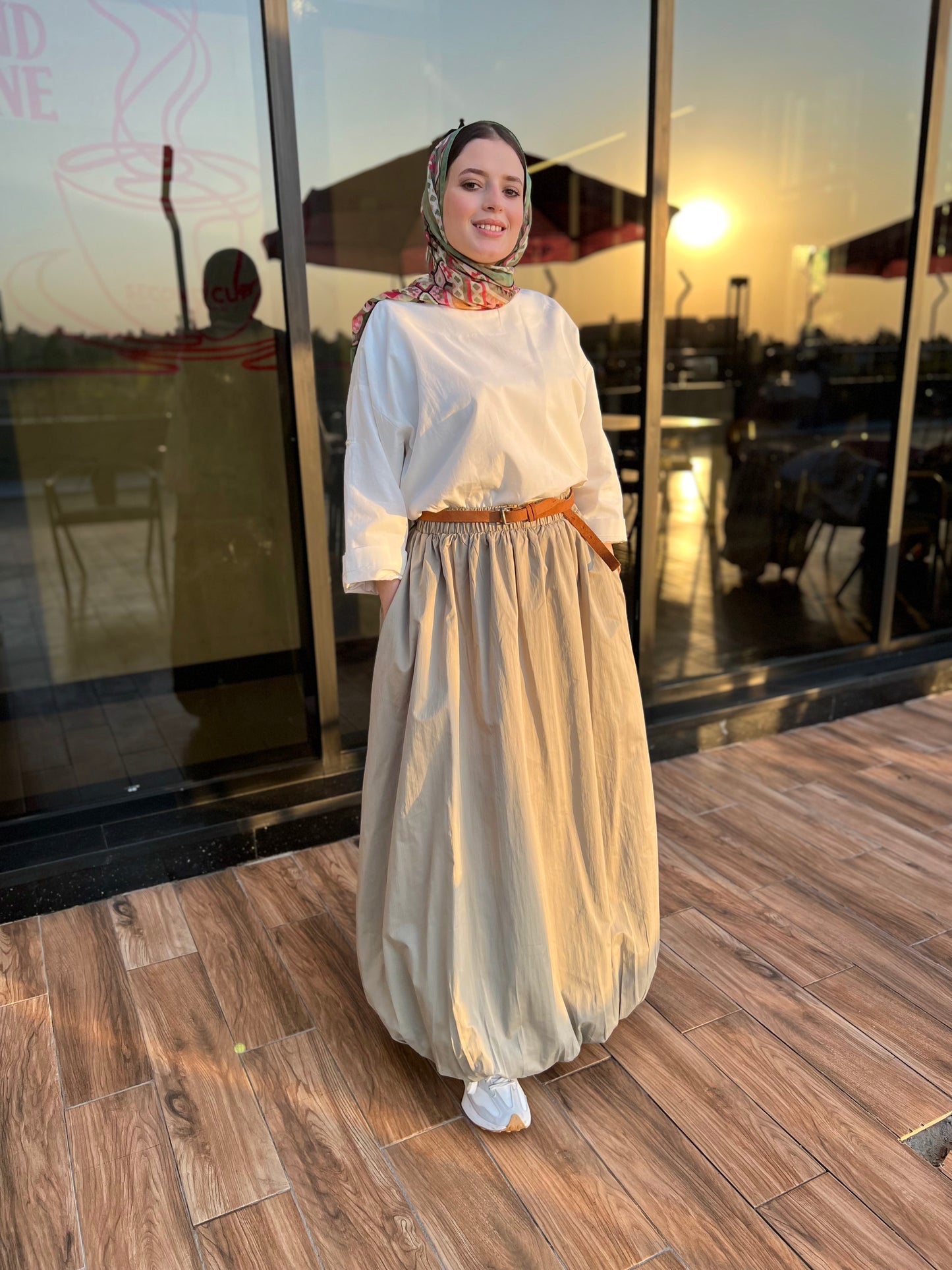 Olive Balloon Skirt