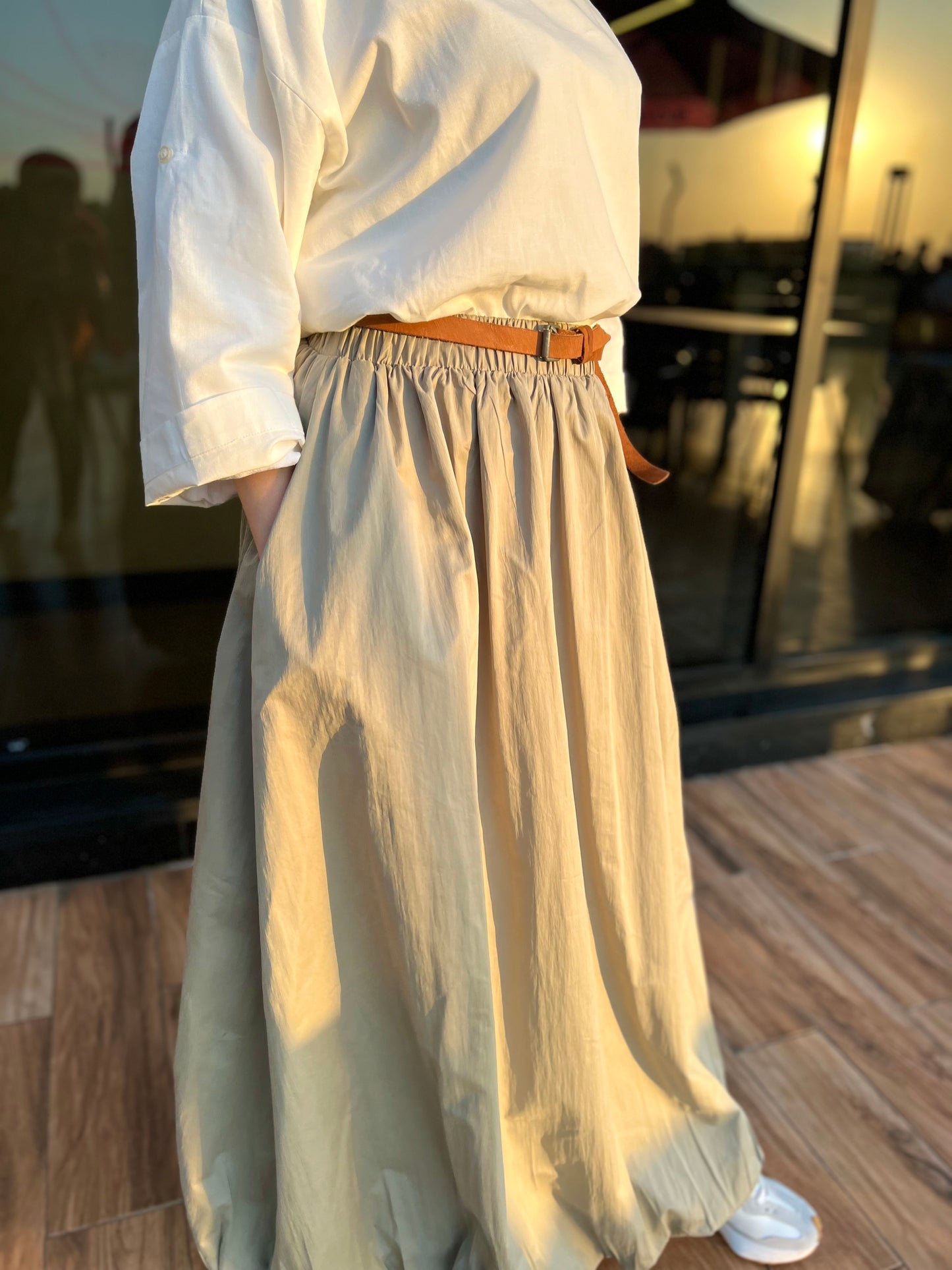 Olive Balloon Skirt