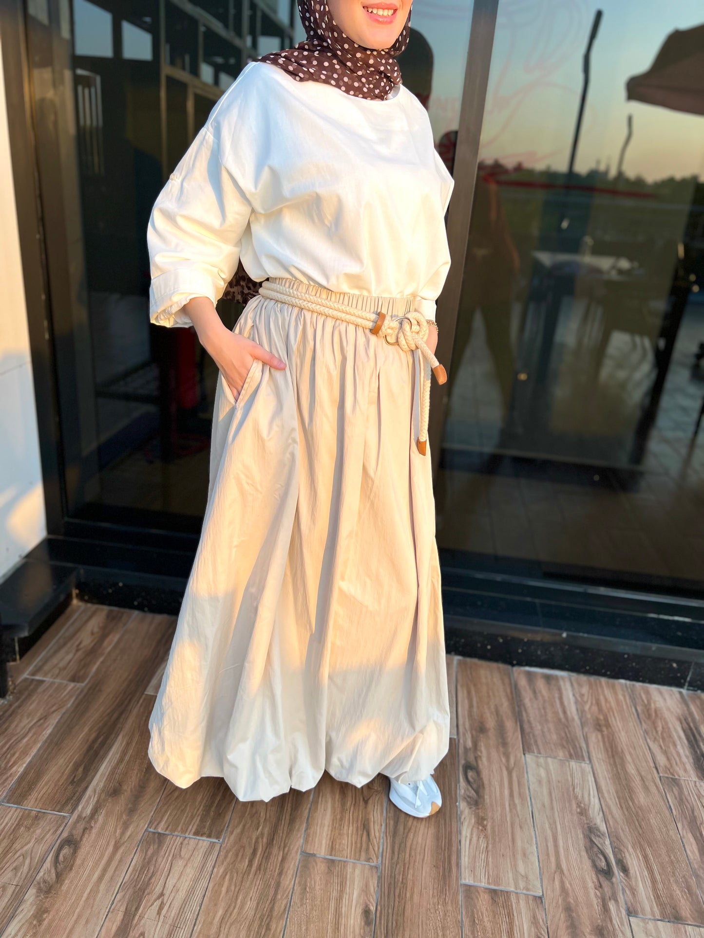 Beige Balloon Skirt