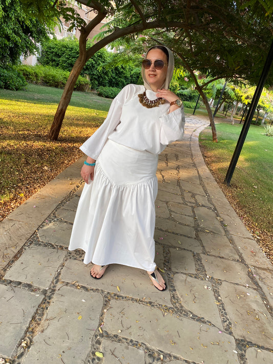 Yoke skirt off white