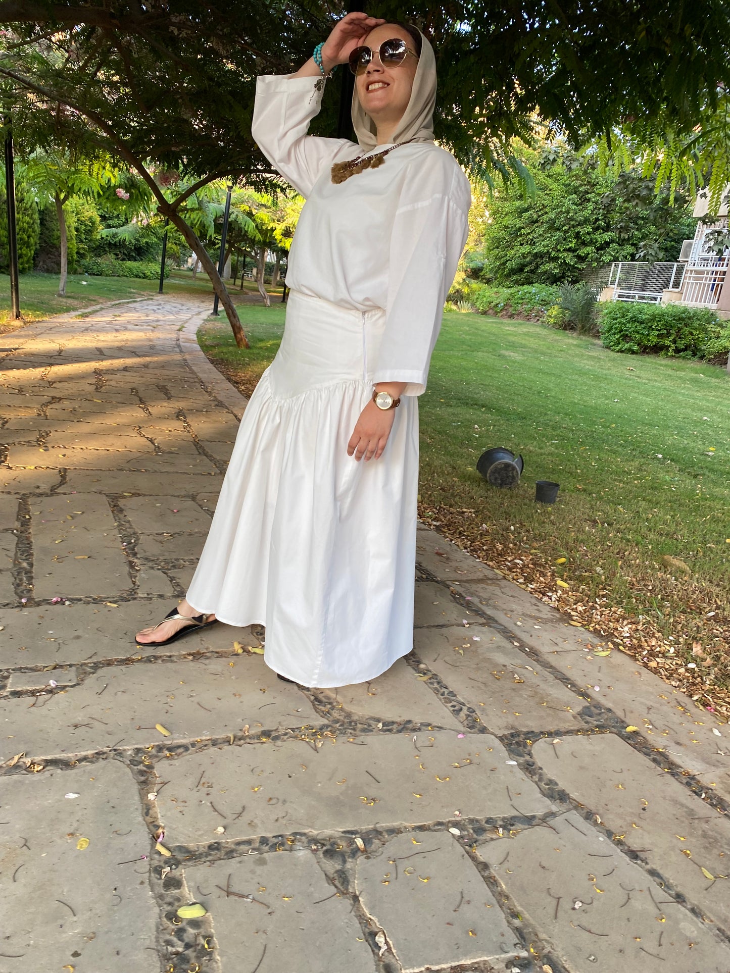 Yoke skirt off white