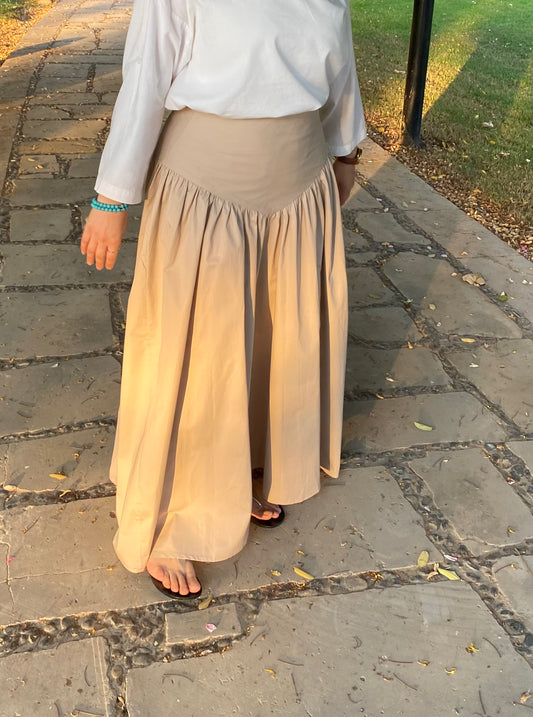 Yoke skirt beige