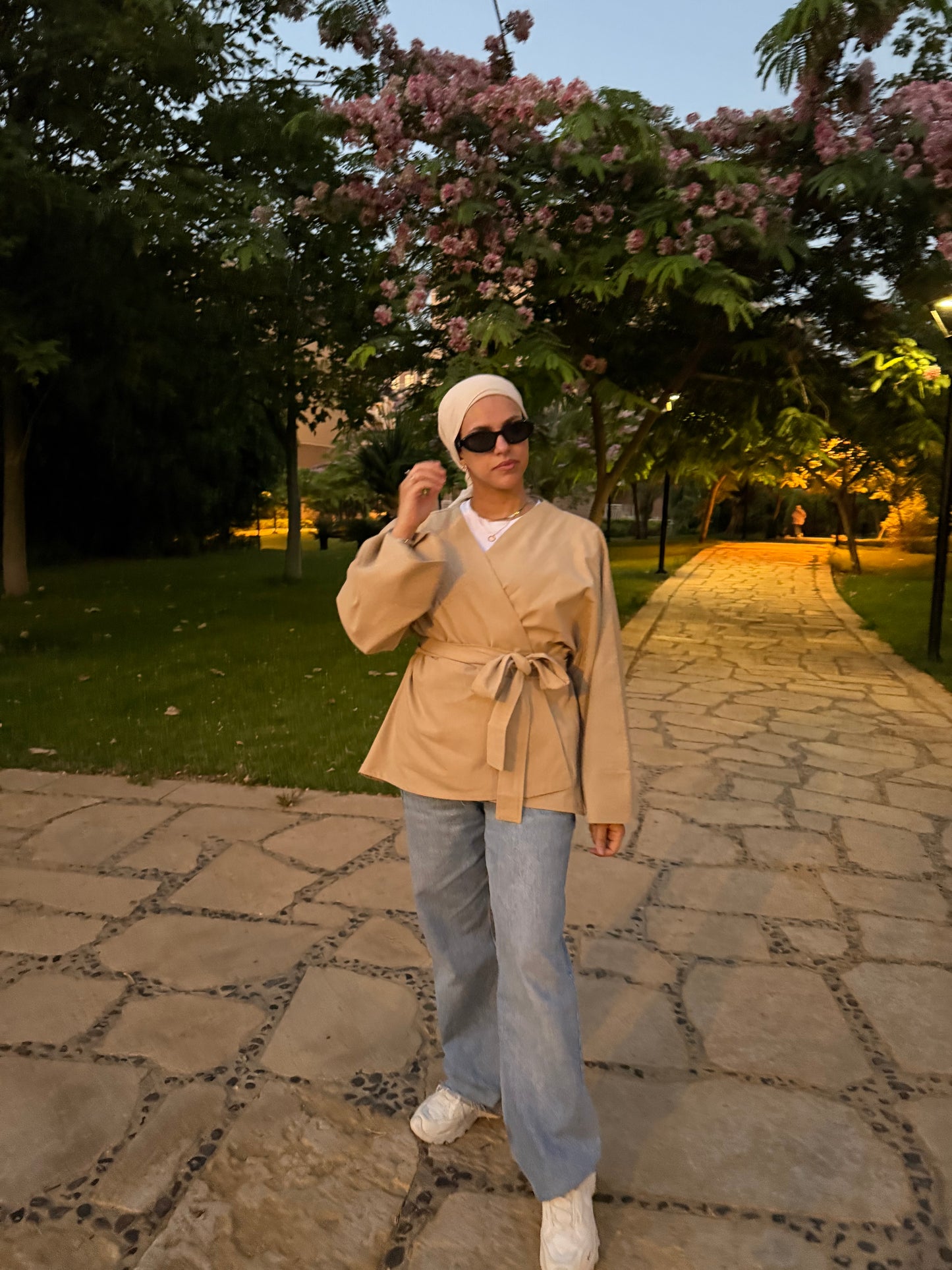 Sand belted kimono