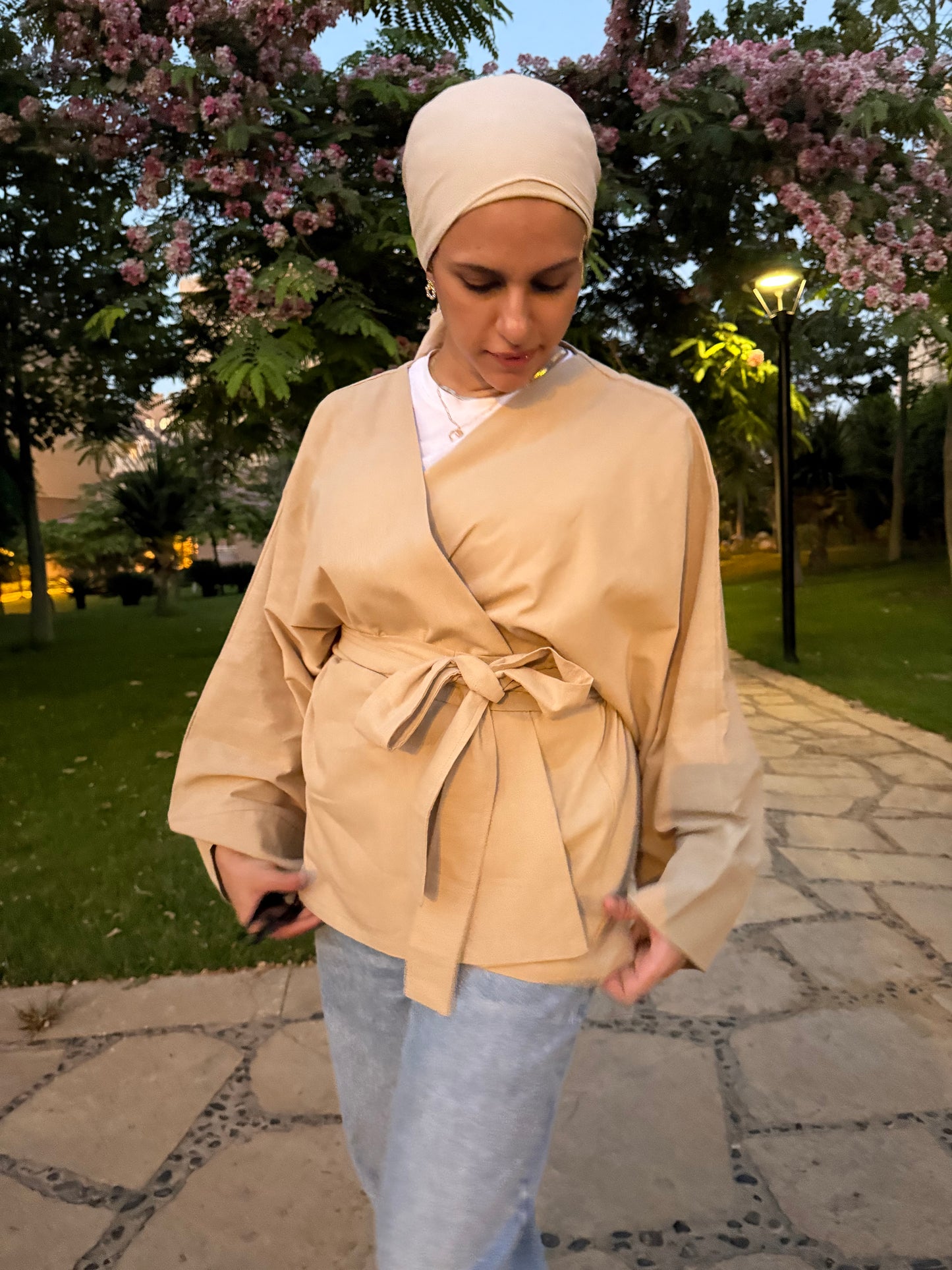 Sand belted kimono