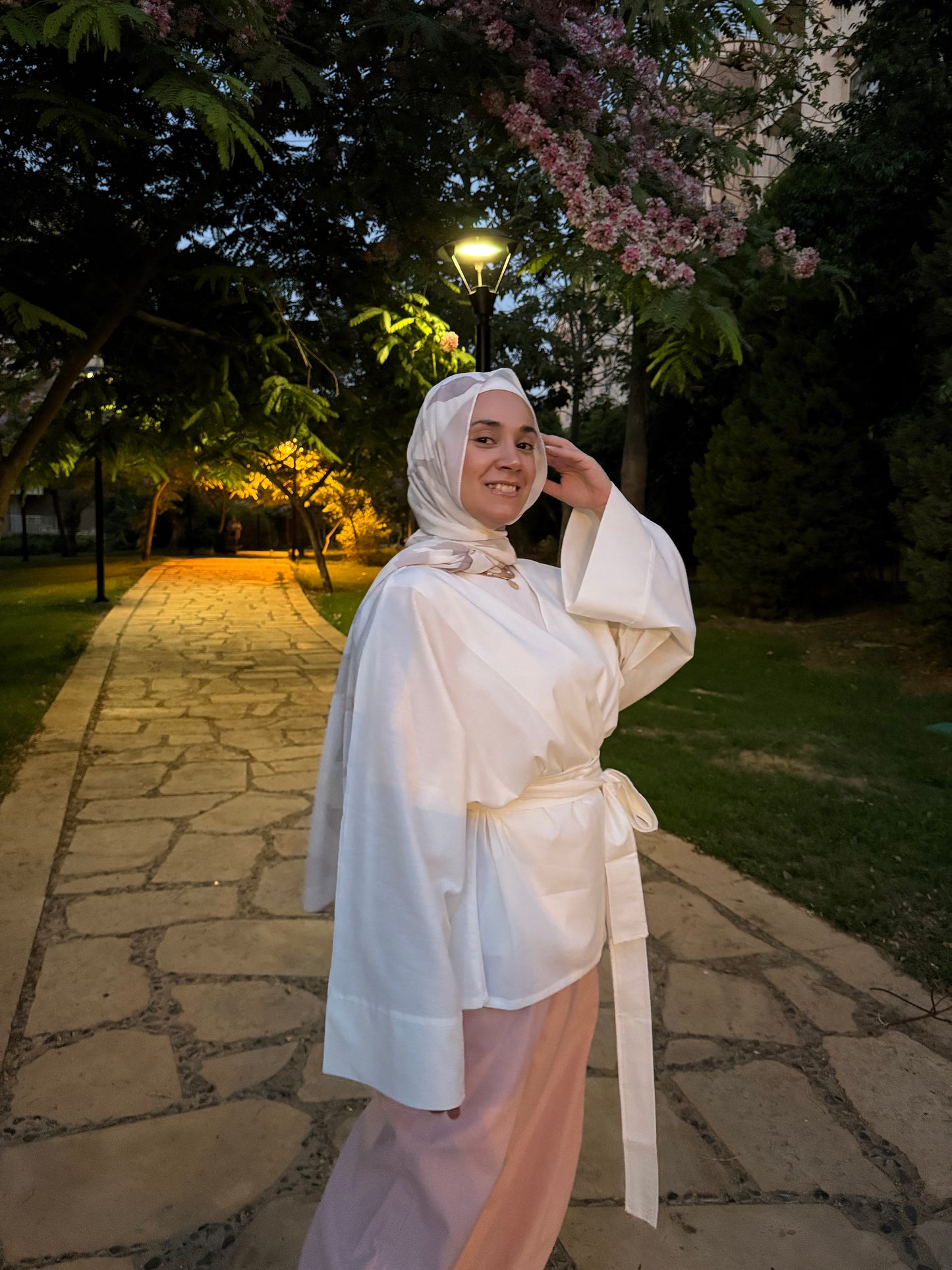 White belted kimono