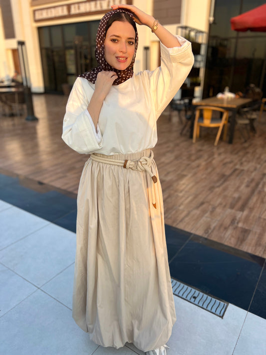 Beige Balloon Skirt